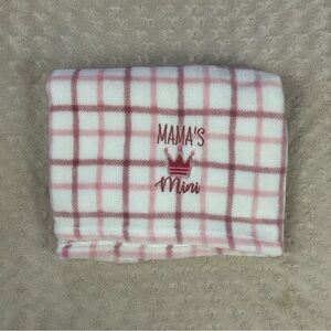 Princess Rose Mama's Mini Baby Blanket Pink White Plaid Crown Tiara